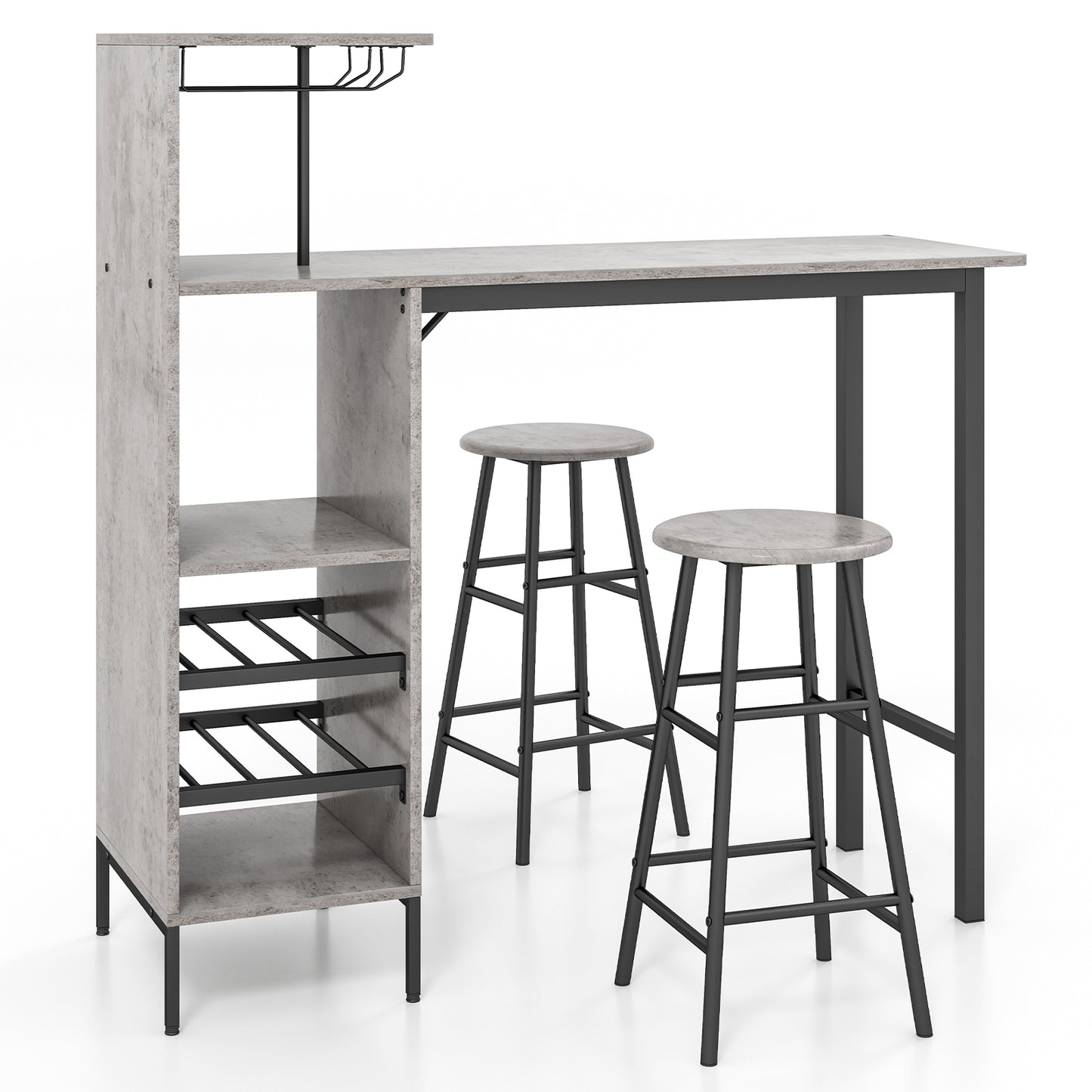 Counter Height Dining Table Set for Bistro Living Room-Brown