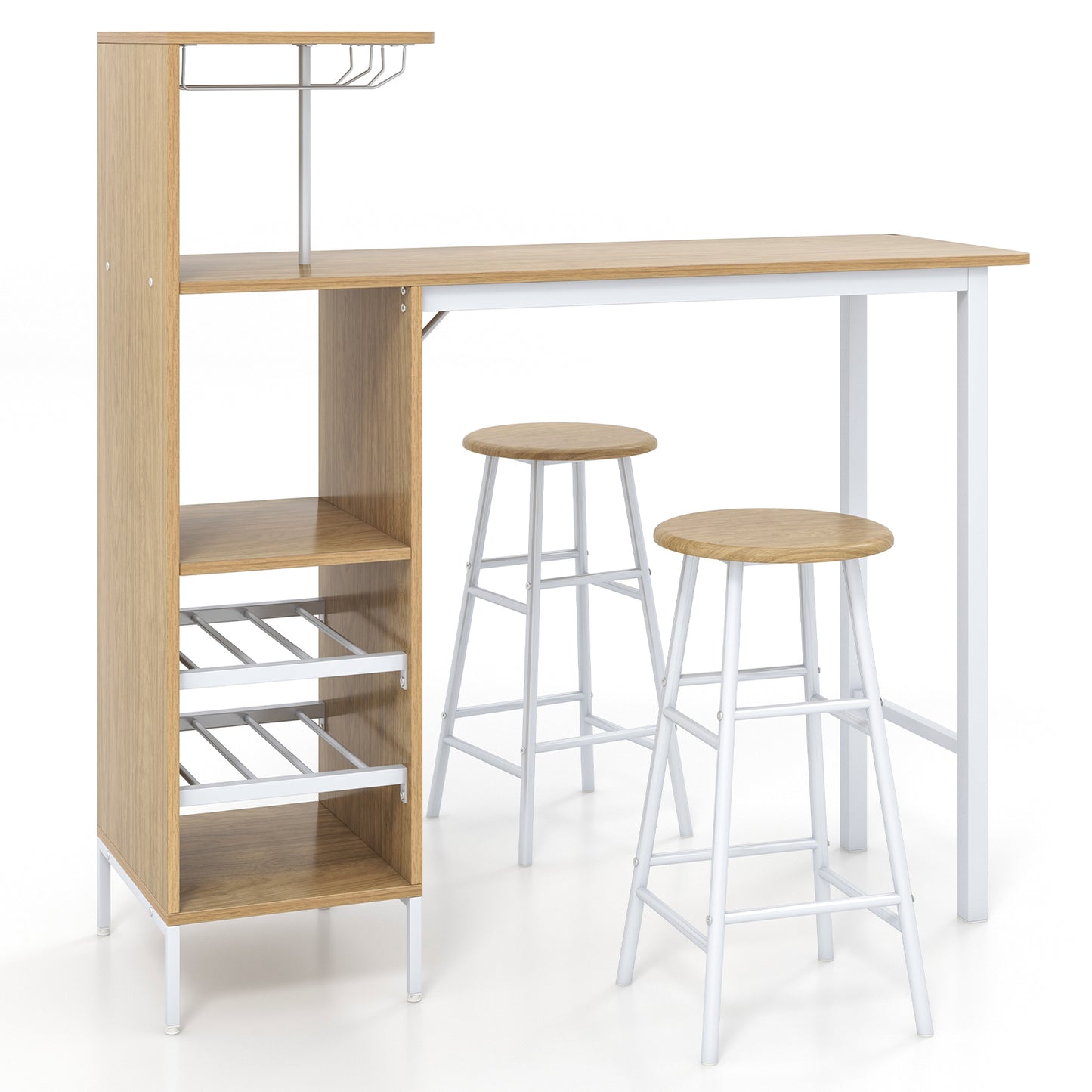Counter Height Dining Table Set for Bistro Living Room-Brown