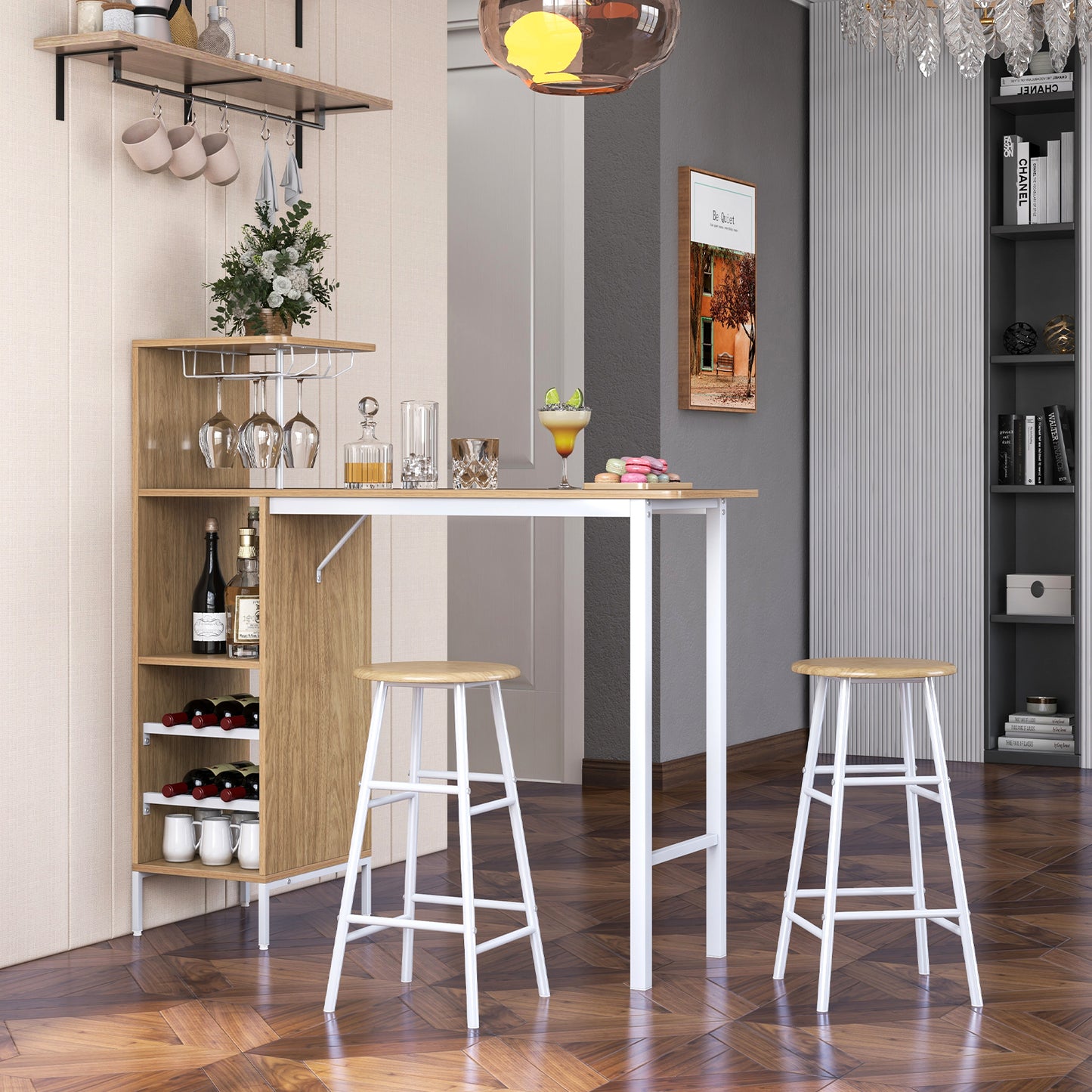 Counter Height Dining Table Set for Bistro Living Room-Brown