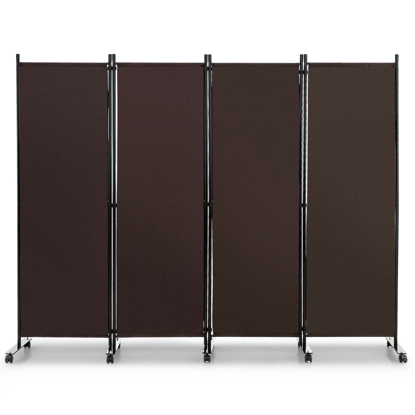 4-Panel Folding Room Divider with Wheels for Living Room Bedroom -Black