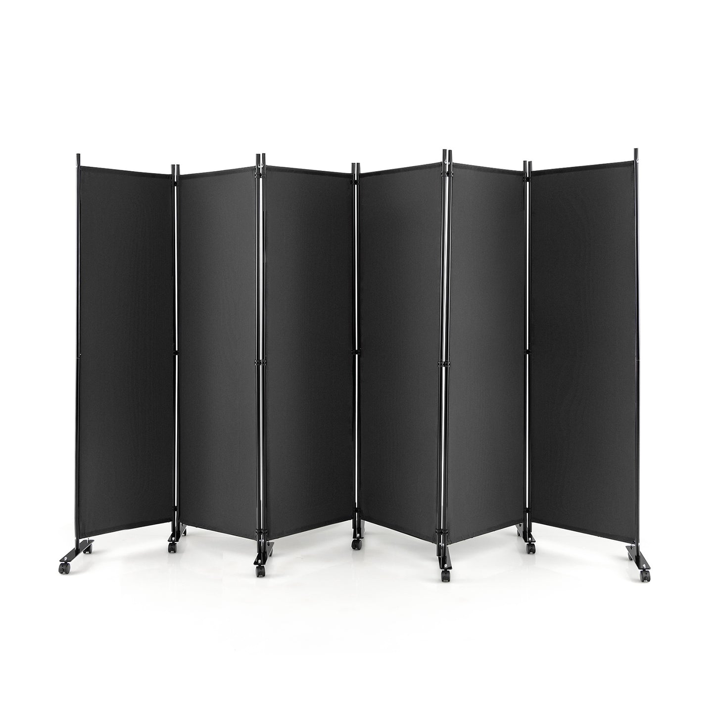 6 Panel Room Divider on Wheels-Black