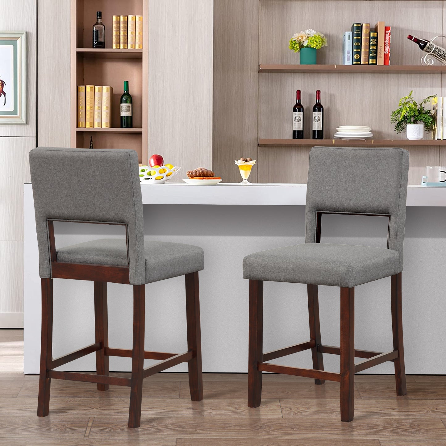 2-Piece Bar Chair Set-Beige