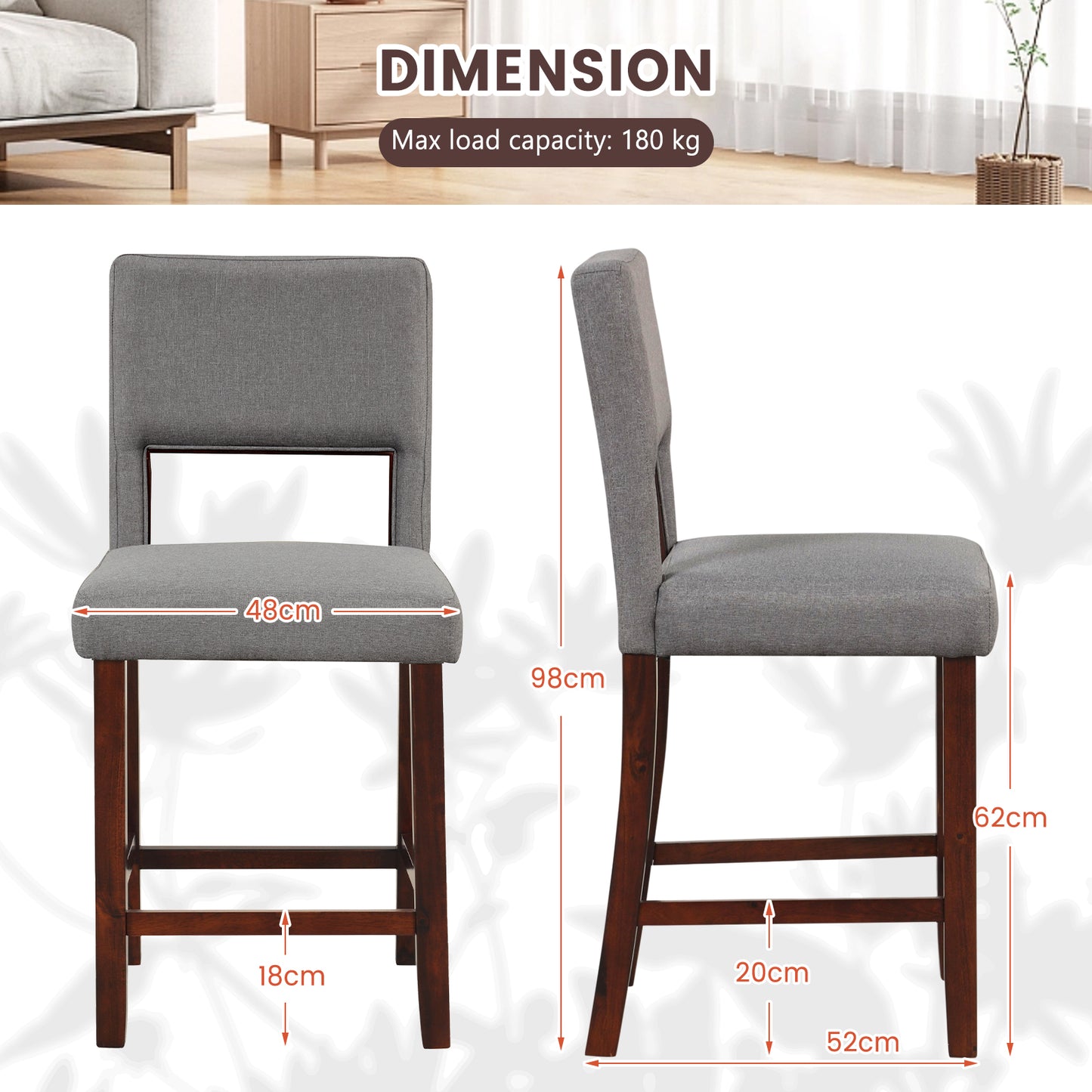 2-Piece Bar Chair Set-Beige