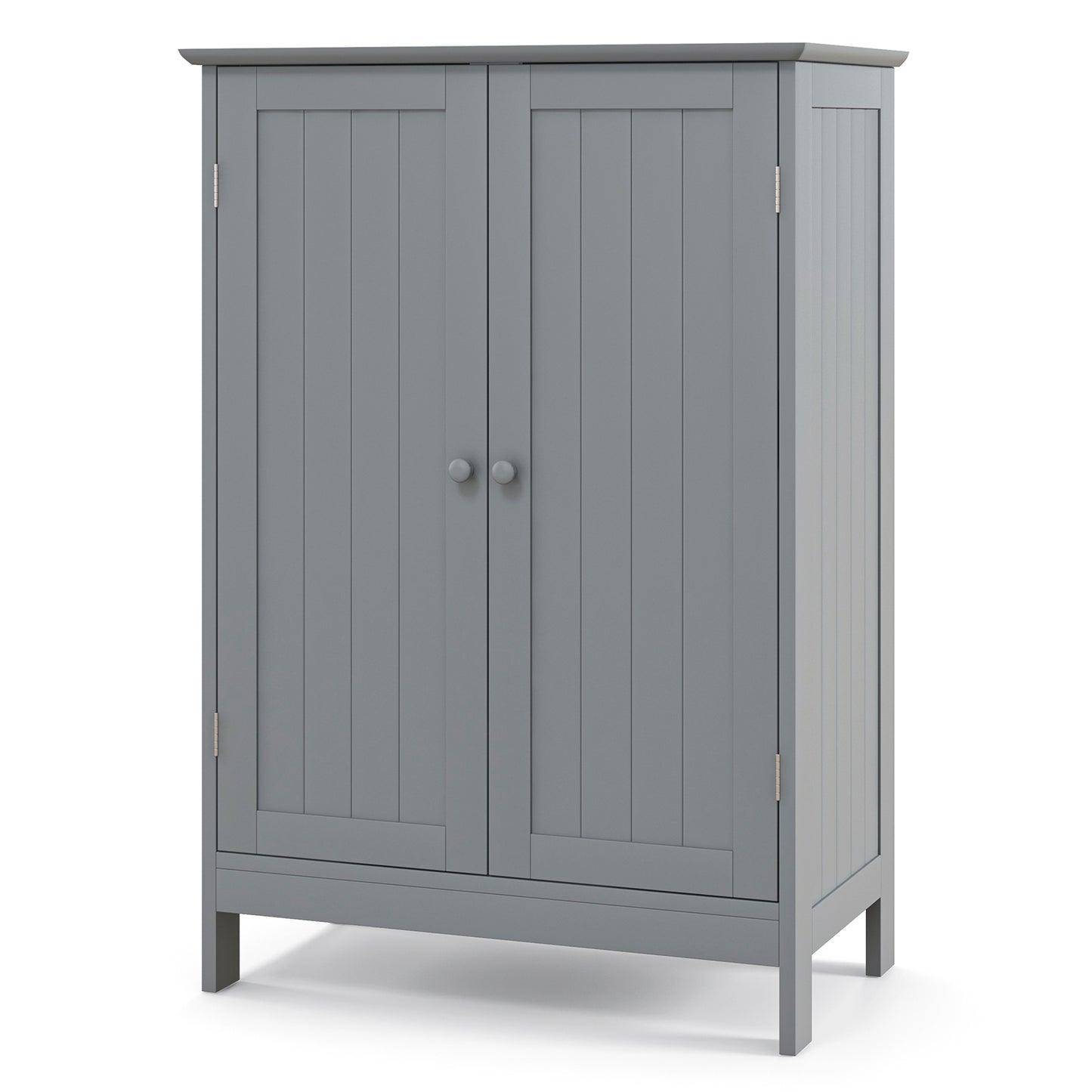 Double Door Bathroom Floor Cabinet with Shelf-Black