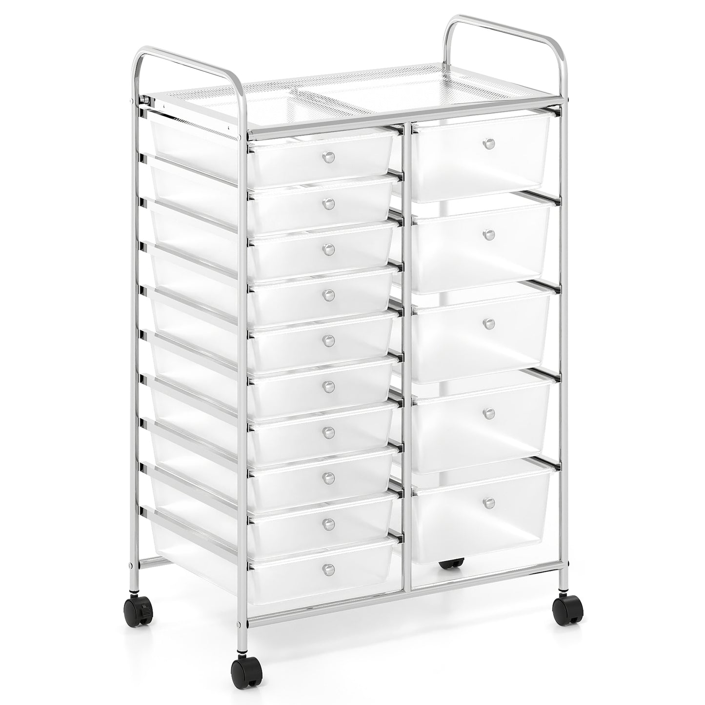 15-Drawer Rolling Storage Cart with Lockable Wheels and Removable Drawers-Black