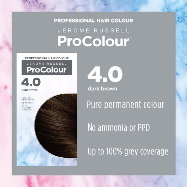 Jerome Russell ProColour 4.0 Dark Brown - Permanent Vibrant Hair Colour for At-Home Salon Results - 50ml/1.69 oz