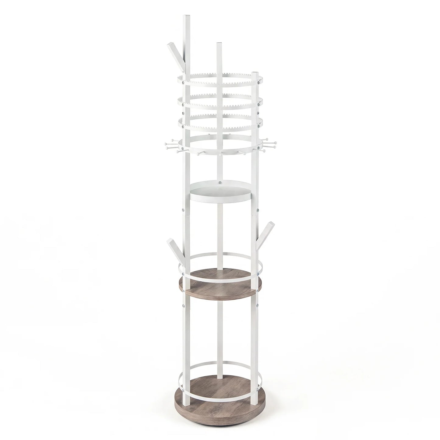 Jewelry Organizer Stand 360° Rotating Floor Jewelry Storage Rack Free Standing Jewelry Display Tower-Grey