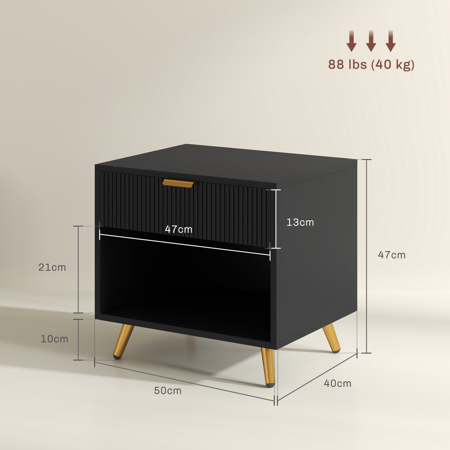 HOMCOM Small Table With Drawer, Open Compartment and Handle