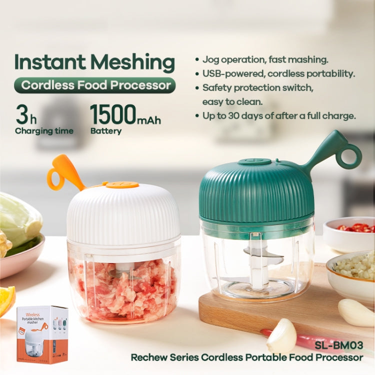 REMAX SL-BM03 Rechew Series Wireless Electric Garlic Stirrer Cordless Portable Food Processor (Green)