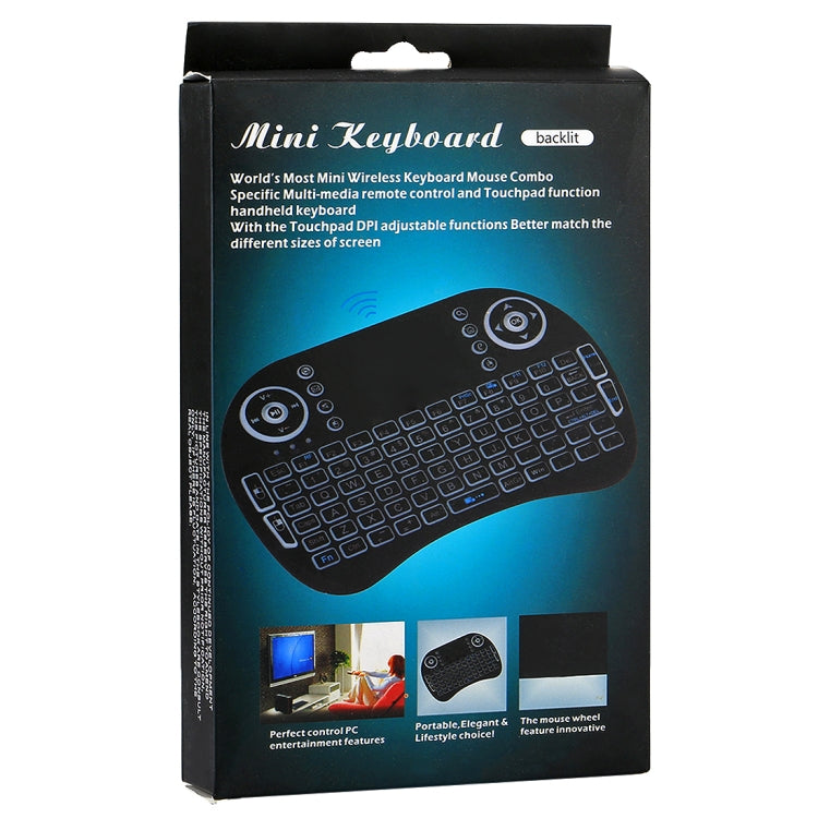 2.4GHz Mini i8 Wireless QWERTY Keyboard with Colorful Backlight & Touchpad & Multimedia Control for PC, Android TV BOX, X-BOX Player, Smartphones, Change Colorful Backlight