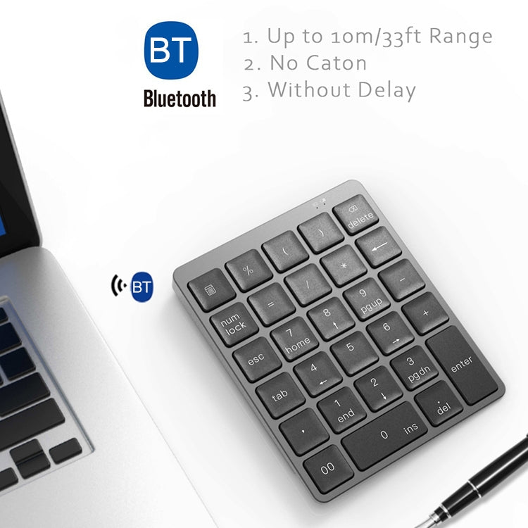 N960 Ultra-thin Universal Aluminum Alloy Rechargeable Wireless Bluetooth Numeric Keyboard (Grey)