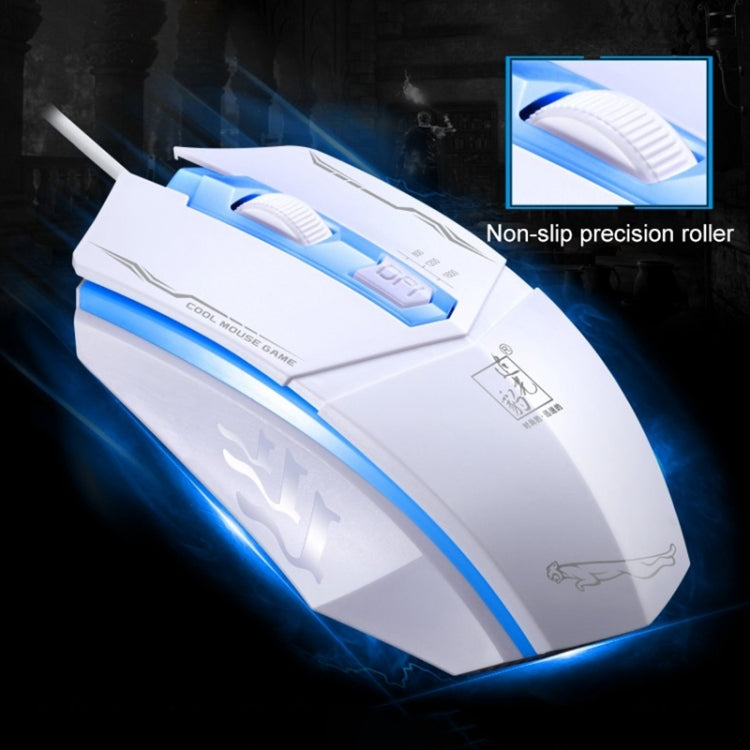 Chasing Leopard 199 USB 1600DPI Three-speed Adjustable LED Backlight Wired Optical Gaming Mouse, Length: 1.3m(Black)