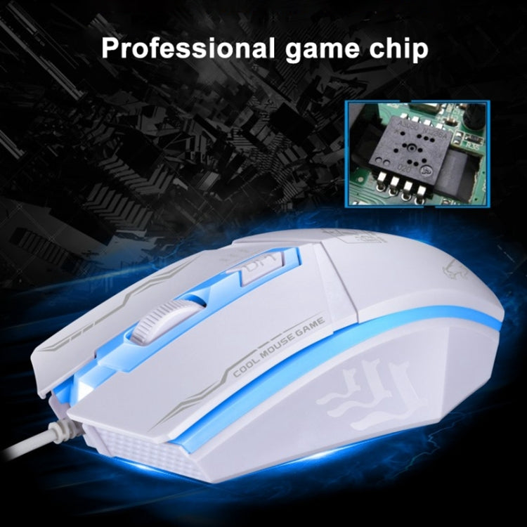 Chasing Leopard 199 USB 1600DPI Three-speed Adjustable LED Backlight Wired Optical Gaming Mouse, Length: 1.3m(White)