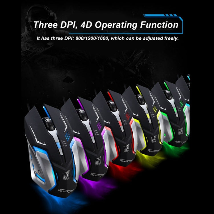 Chasing Leopard K1 USB 1600DPI Three-speed Adjustable LED Backlight Mute Wired Optical Gaming Mouse, Length: 1.3m