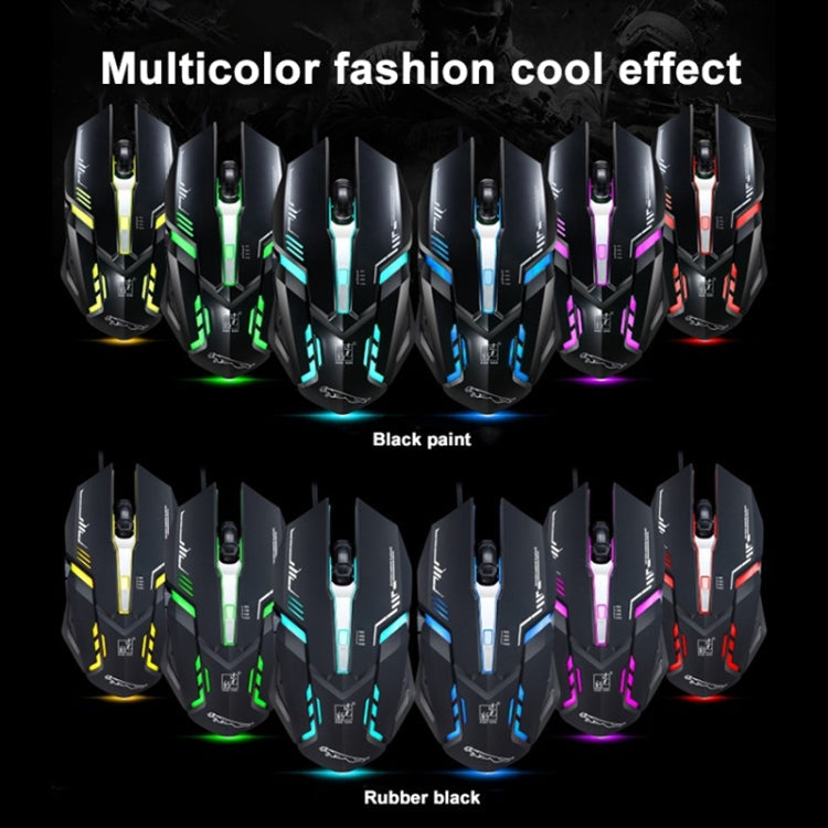 Chasing Leopard V17 USB 2400DPI Four-speed Adjustable Line Pattern Wired Optical Gaming Mouse with LED Breathing Light, Length: 1.45m(Jet Black)
