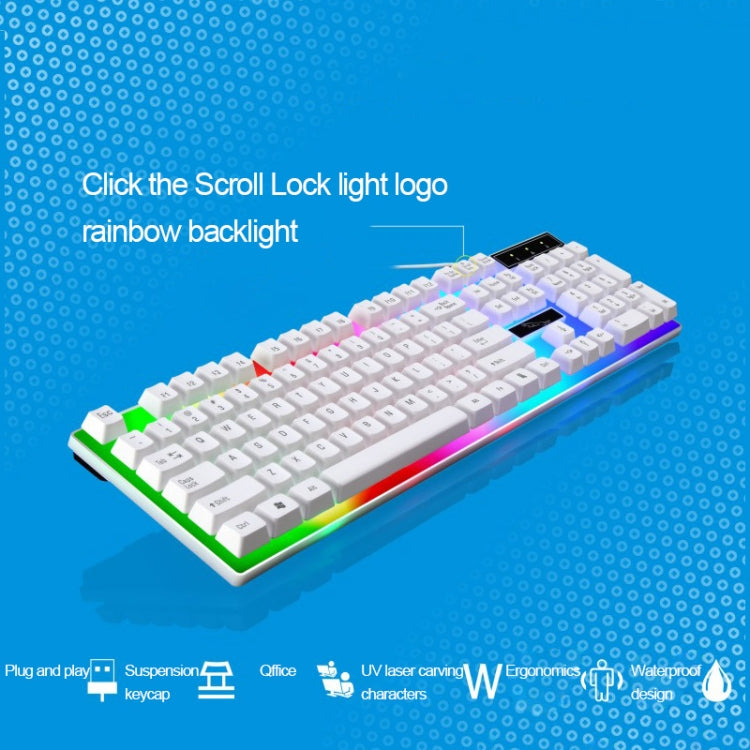 ZGB G21 104 Keys USB Wired Mechanical Feel Colorful Backlight Office Computer Keyboard Gaming Keyboard(White)