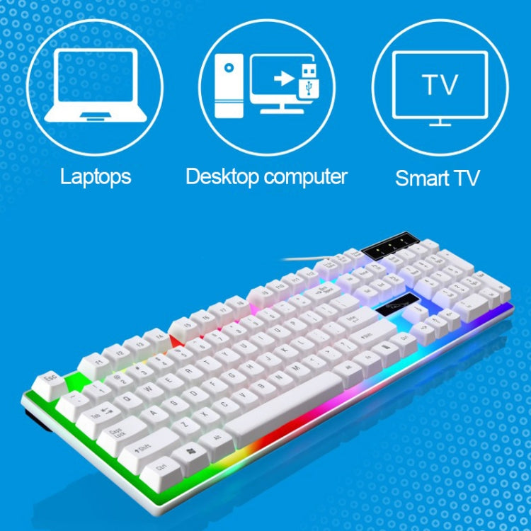 ZGB G21 104 Keys USB Wired Mechanical Feel Colorful Backlight Office Computer Keyboard Gaming Keyboard(White)