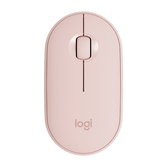 Logitech Pebble Cobblestone Shape Thin 3-keys 1000DPI Mute Wireless Bluetooth Optical Mouse, Wireless Range: 10m (Pink)