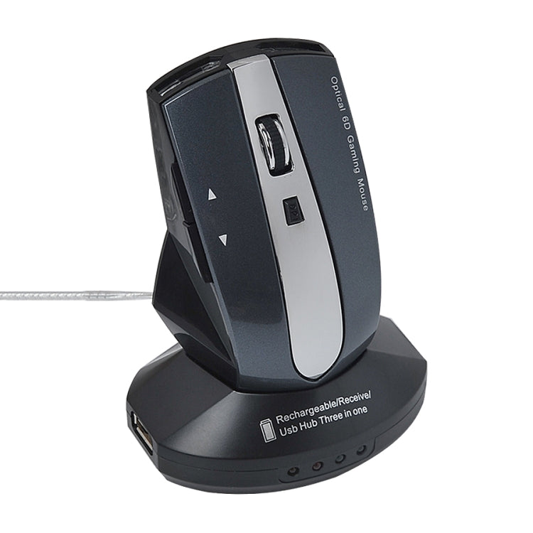 MZ-011 2.4GHz 1600DPI Wireless Rechargeable Optical Mouse with HUB Function, Pearl White, Blue, Silver, Black, Black Silver, White + Royal Blue