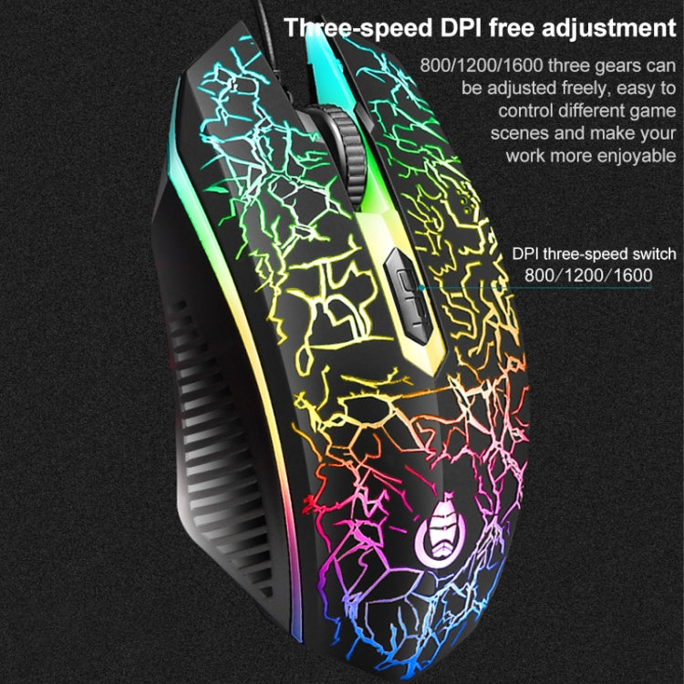 SHIPADOO D620 104-key Wired RGB Color Cracked Backlight Gaming Keyboard Mouse Kit for Laptop, PC