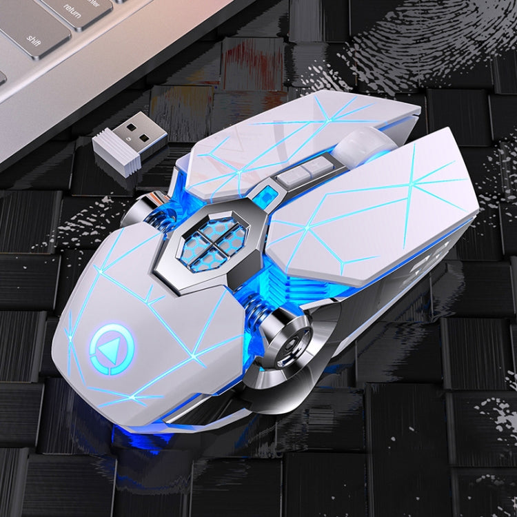 YINDIAO A7 2.4GHz 1600DPI 3-modes Adjustable 7-keys Rechargeable RGB Light Wireless Silent Gaming Mouse (White)