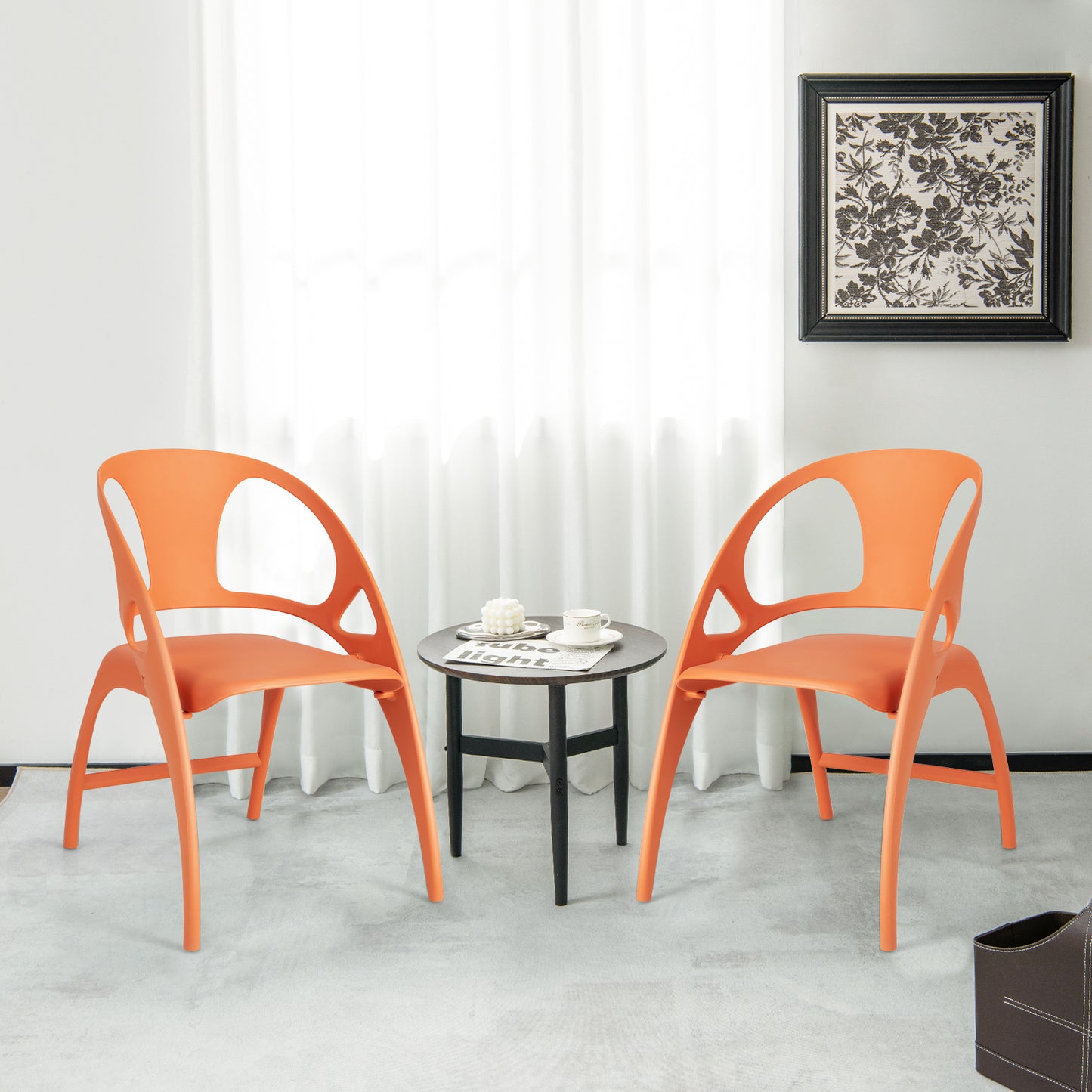 Set of 2 Folding Chair with Backrest and Armrest-White