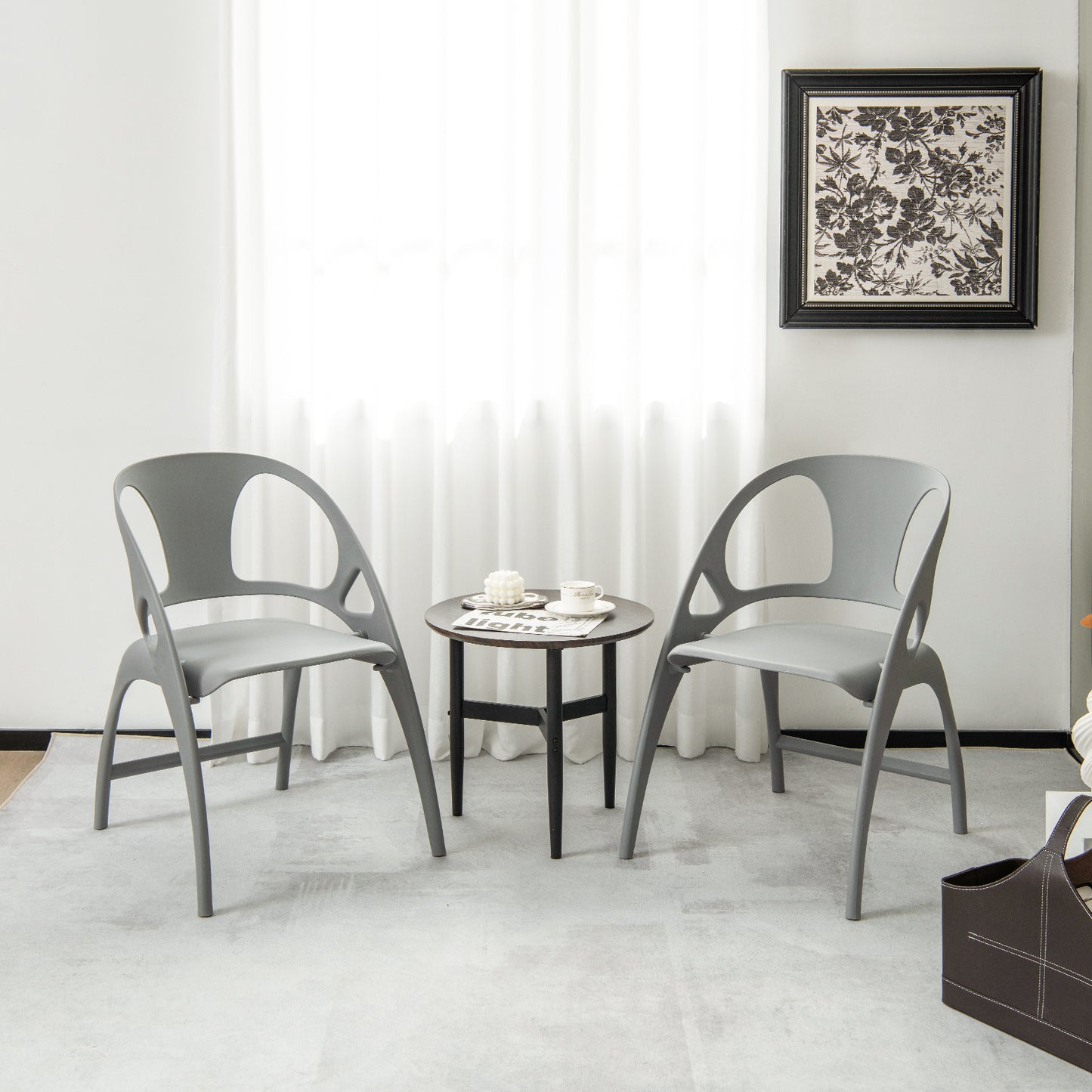 Set of 2 Folding Chair with Backrest and Armrest-White