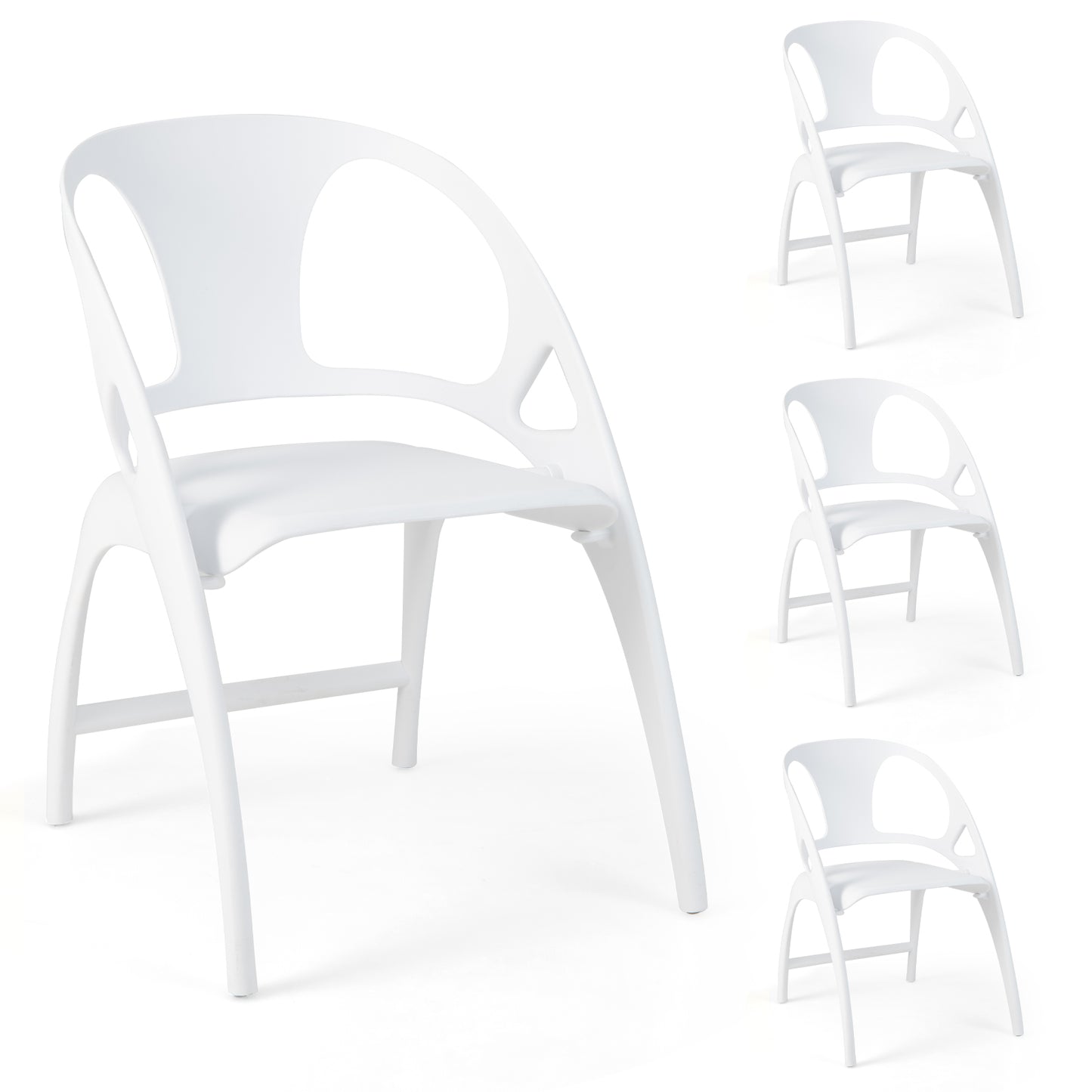 Set of 2 Folding Chair with Backrest and Armrest-White