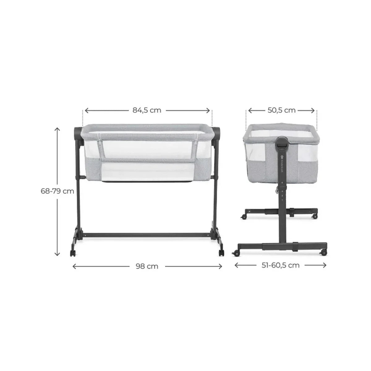 Kinderkraft Nestee Up 2 Bedside Crib - Light Grey
