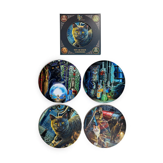 Lisa Parker Magical Cats Set of 4 Cork Coasters (New 2025)