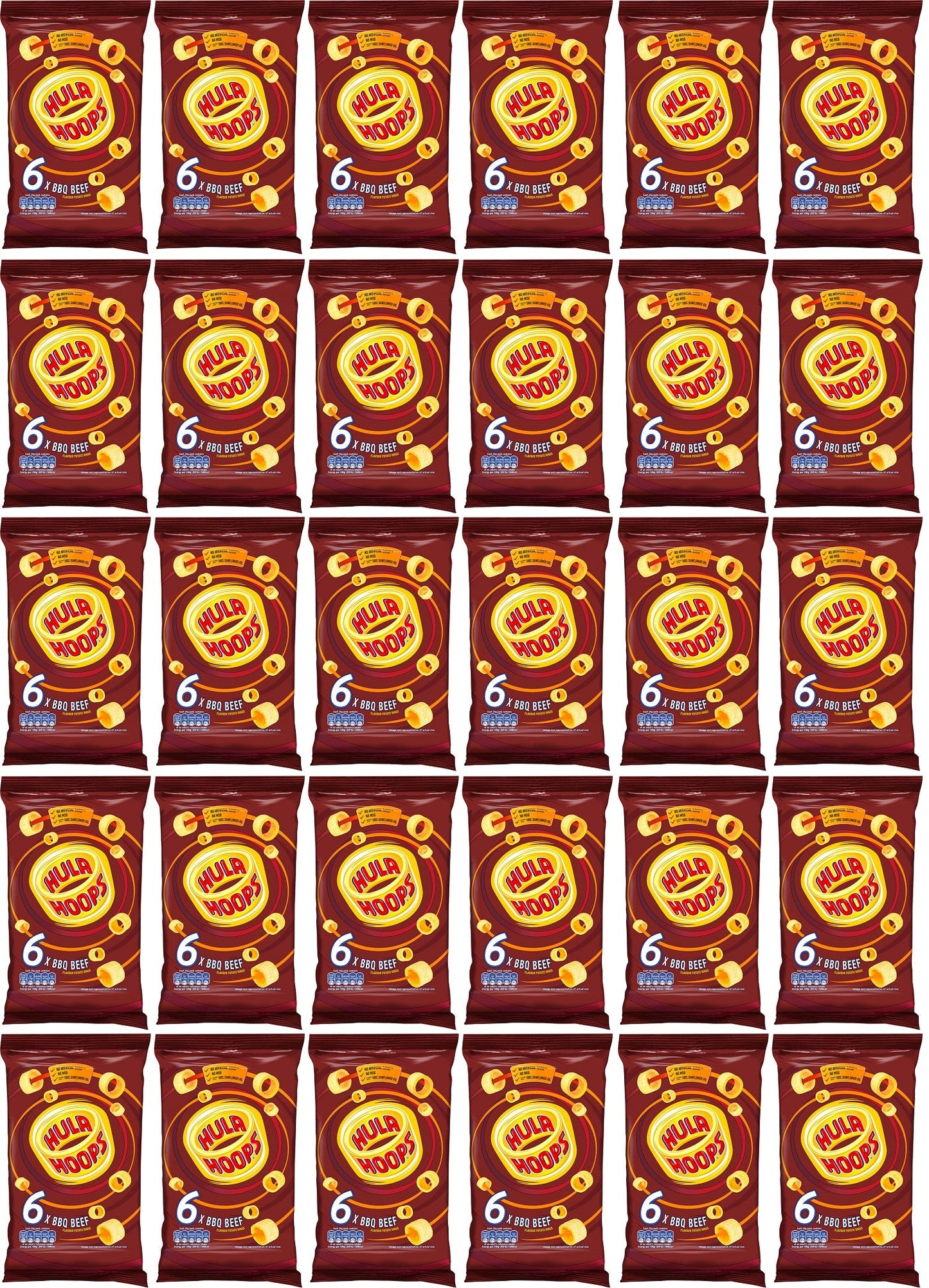 30 x Hula Hoops Bbq Beef 6pk - 6X24GM