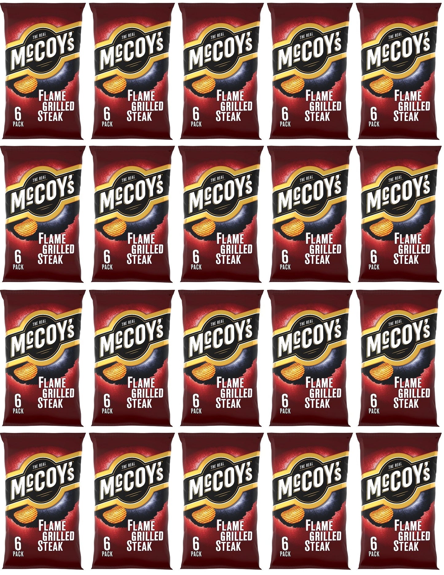 20 x Mccoys Flame Grilled Steak 6 Pack - 6X25GM