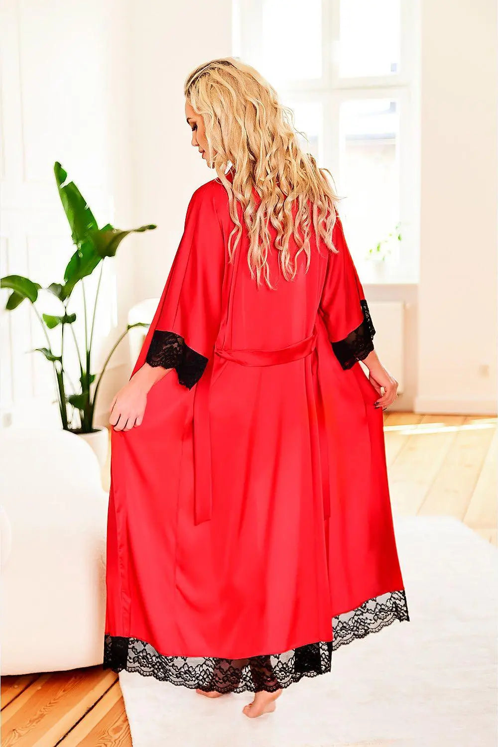 Kalimo long, satin dressing bathrobe
