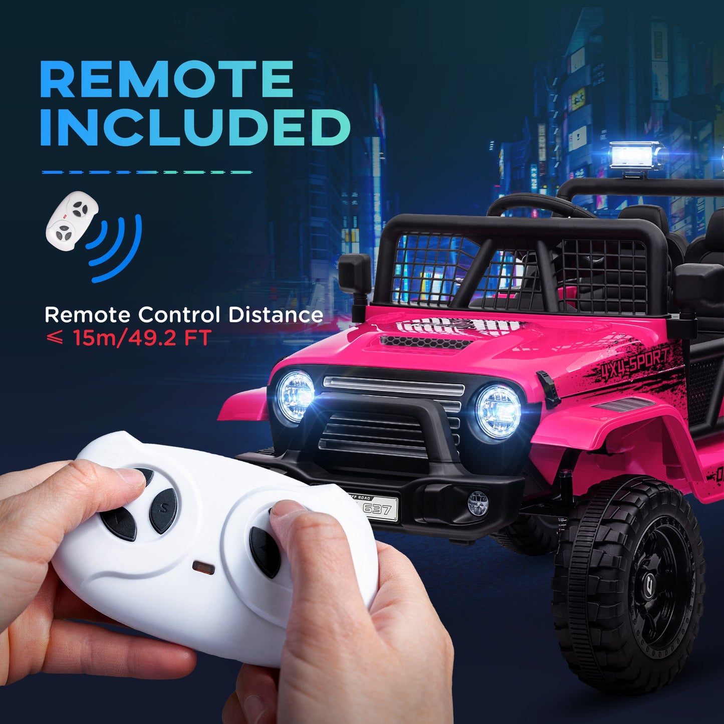 AIYAPLAY Kids Ride On Car, 12V Electric Truck w/ Suspension - Pink