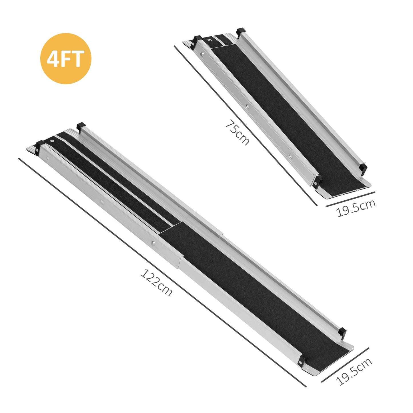 HOMCOM Aluminium Telescopic Wheelchair Ramps, 122cm, 270kg, Folding Ramp