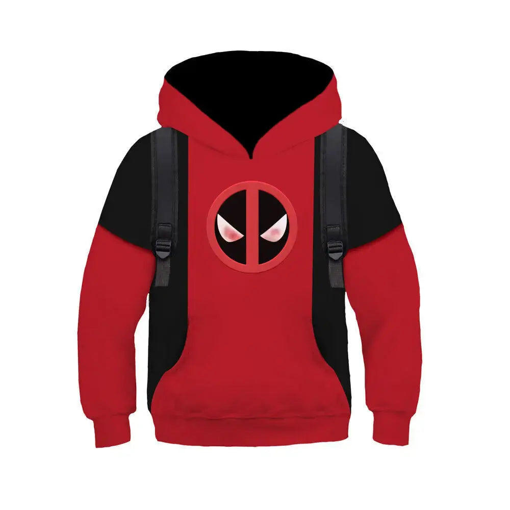 Kids Deadpool Cosplay Boys Hoodie Pullover Sweaters Christmas Sweatshirt Kidpool