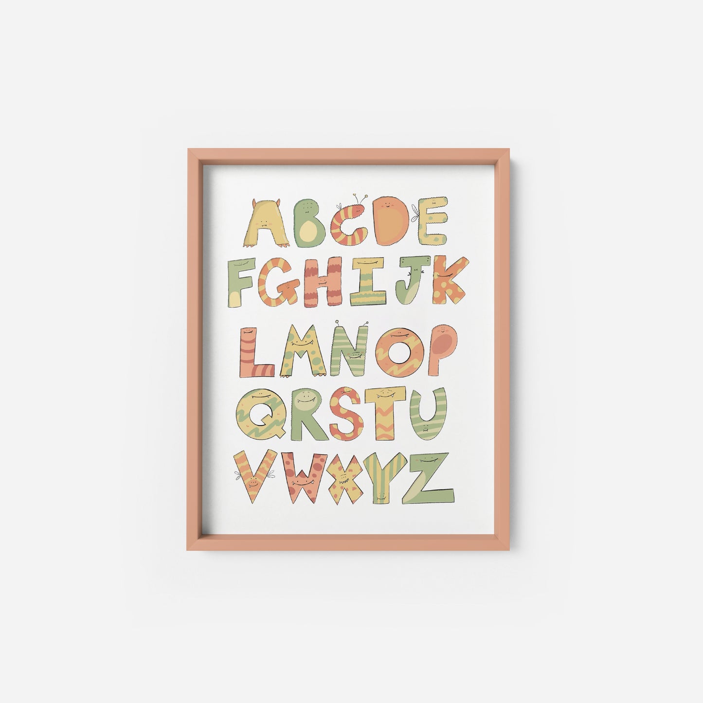 Cute Monster Themed Alphabet Art For Kids Print