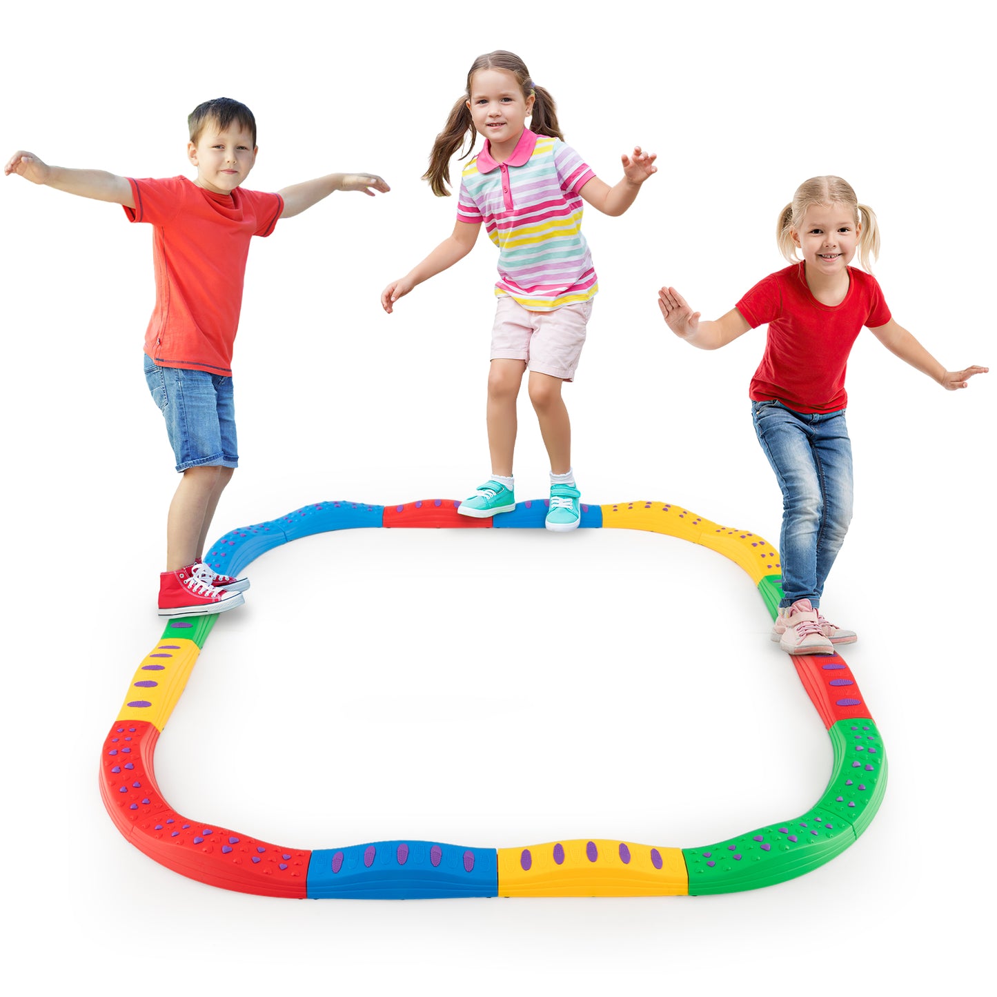 Kids Balance Beams 20 Pieces Stepping Stones with Bottom Mats-Macaron Green