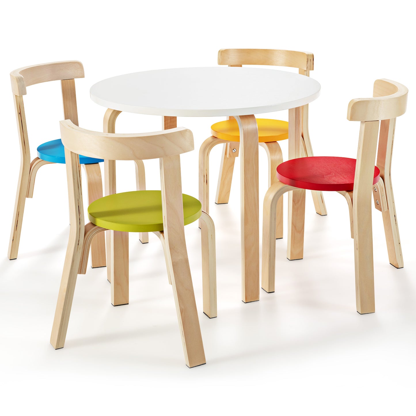 5-Piece Kids Play Table and Chair Set for Playing Drawing Reading-Colourful