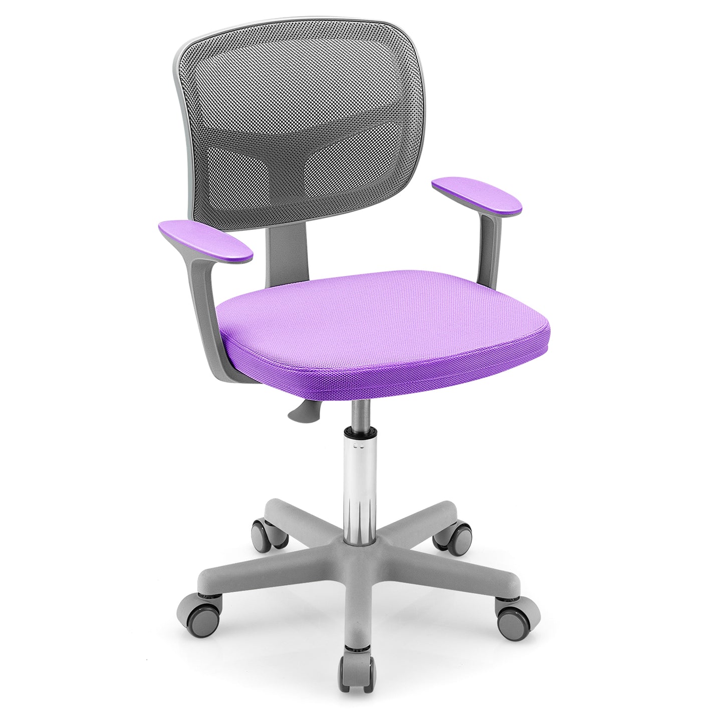Kids Height-Adjustable Swivel Computer Desk Chair with Lumbar Support-Blue