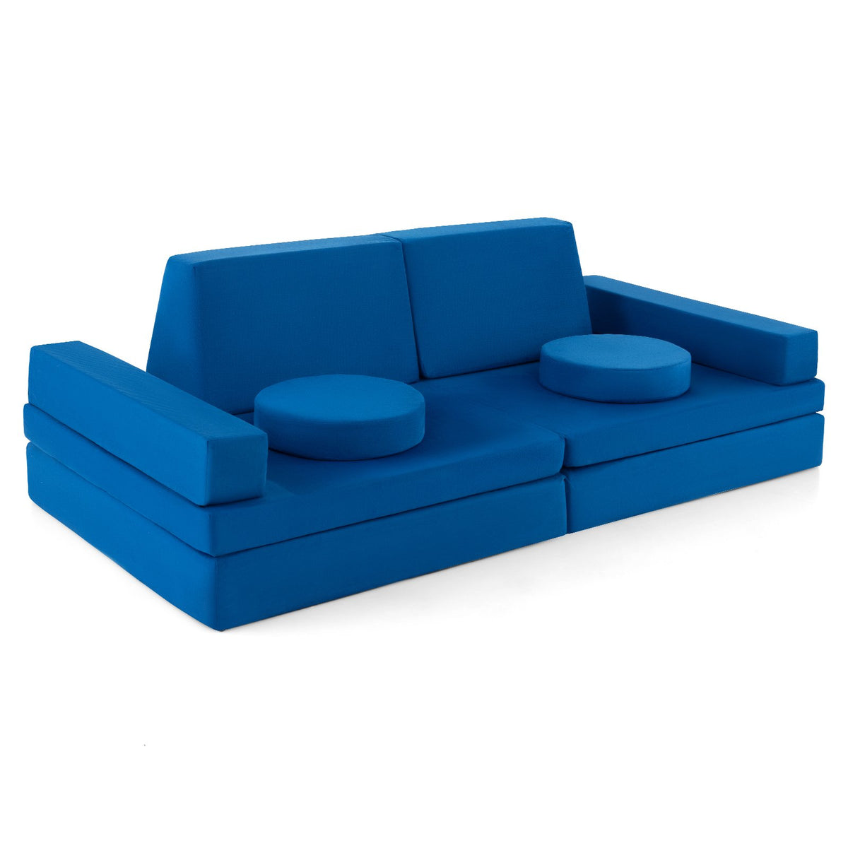 8-Piece Kids Play Couch Sofa with Portable Handle-Blue