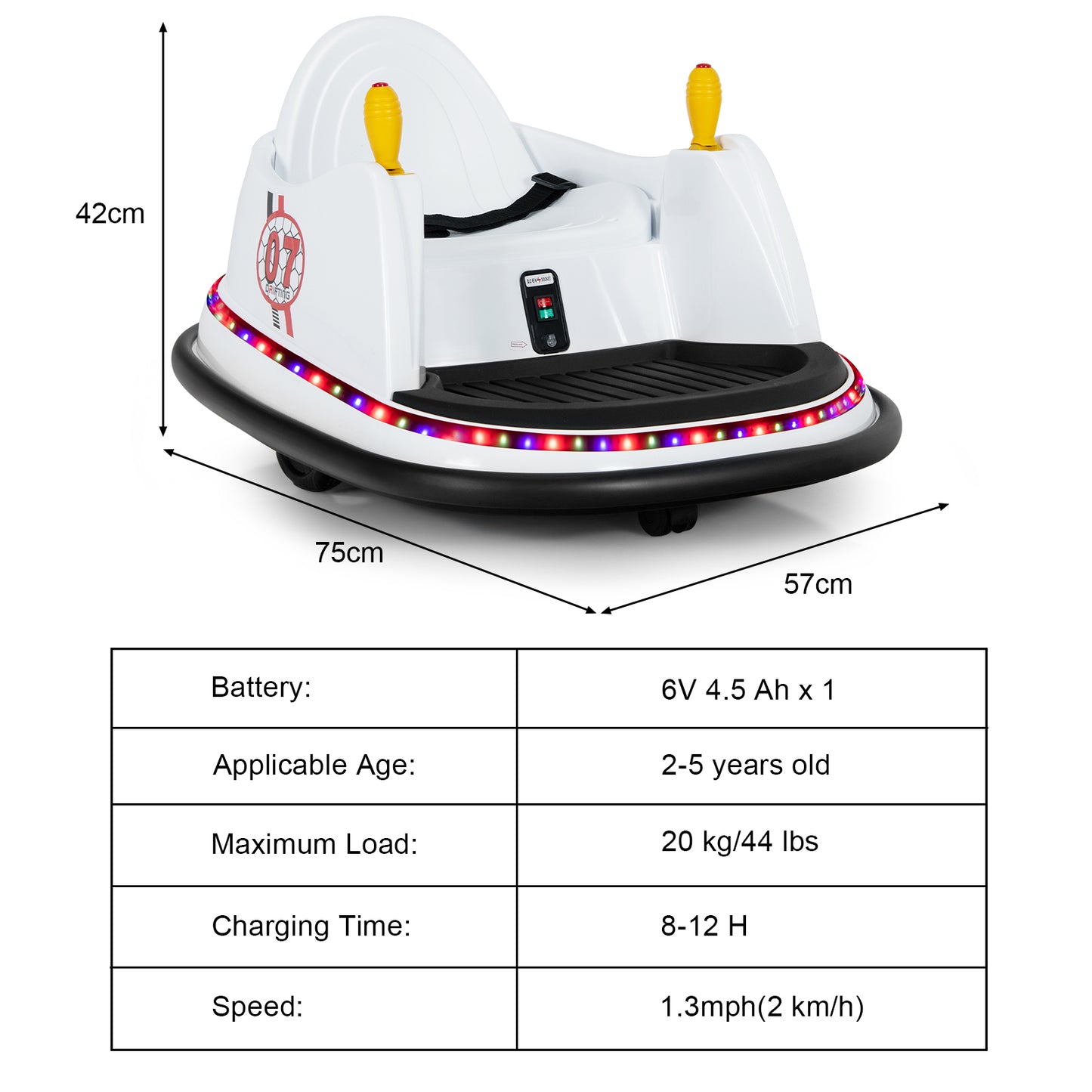 Kids Ride-On Bumper Car with Colorful Flashing Lights and Music-Green