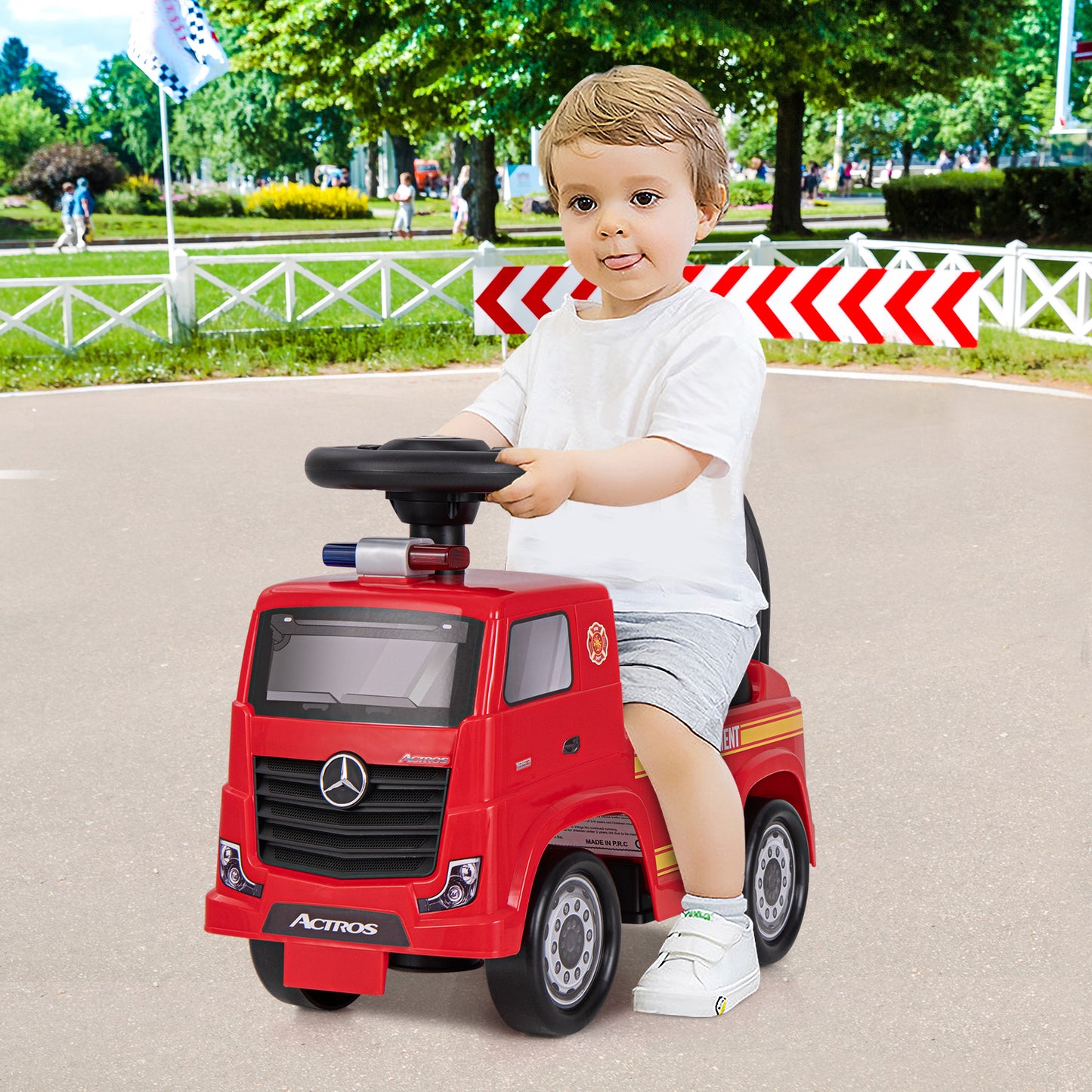 Kids Ride On Fire Truck Licensed Mercedes-Benz with Music-Red