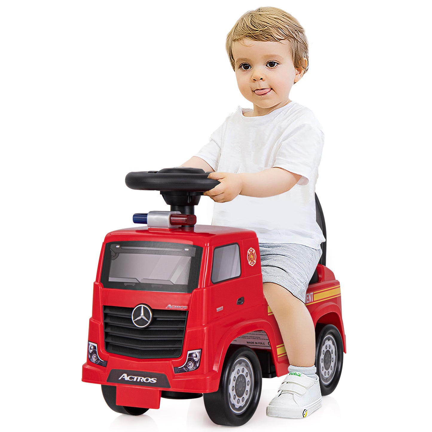 Kids Ride On Fire Truck Licensed Mercedes-Benz with Music-Red
