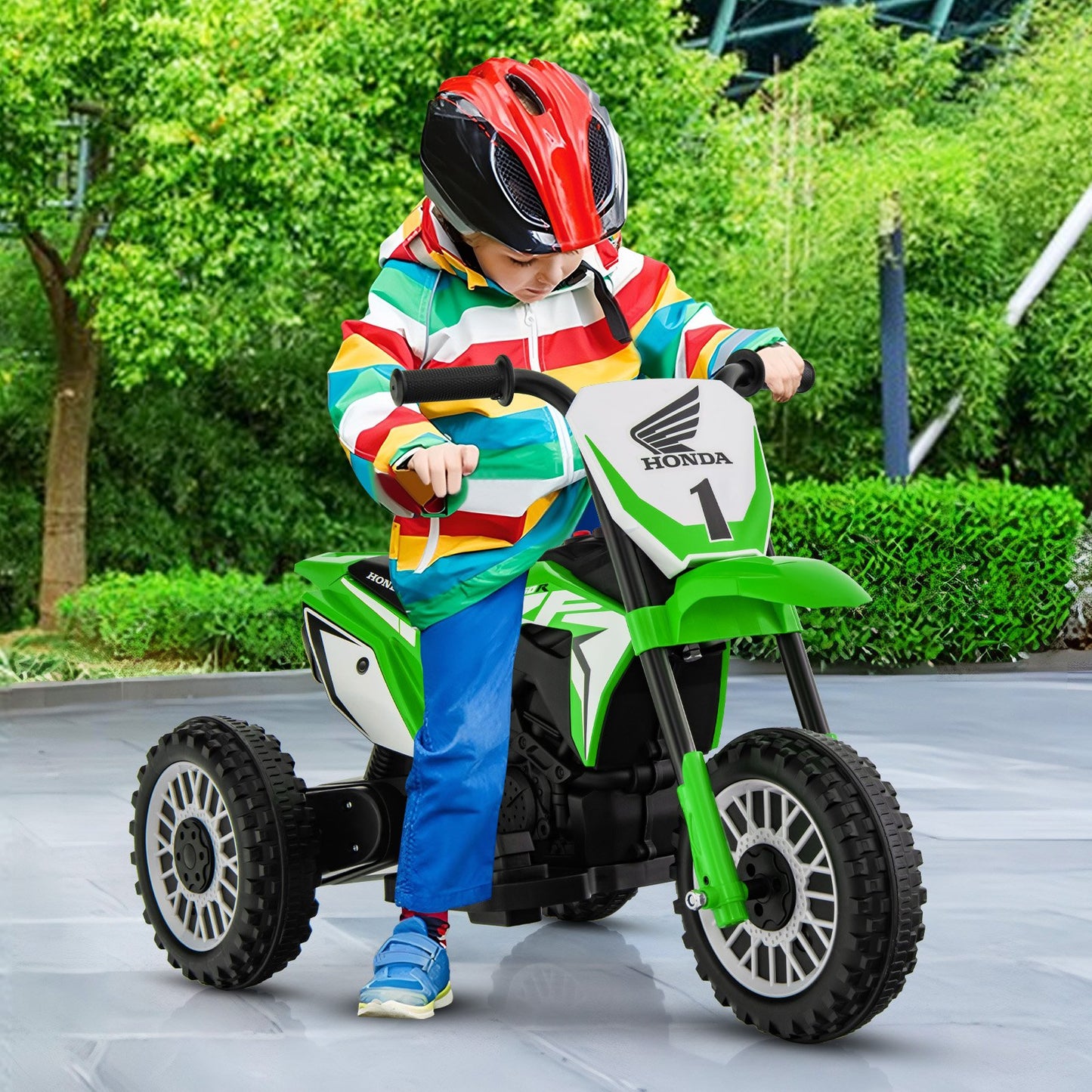 Honda Licensed Kids Ride On Motorbike with Horn Anti-slip Handlebars-Red
