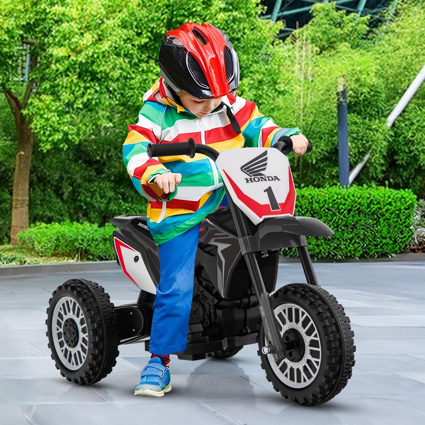 Honda Licensed Kids Ride On Motorbike with Horn Anti-slip Handlebars-Red