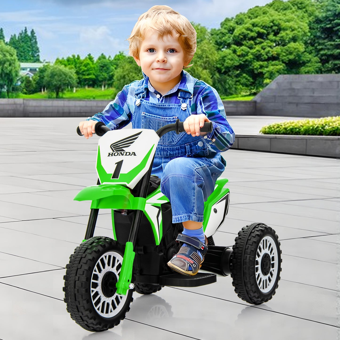 Honda Licensed Kids Ride On Motorbike with Horn Anti-slip Handlebars-Red