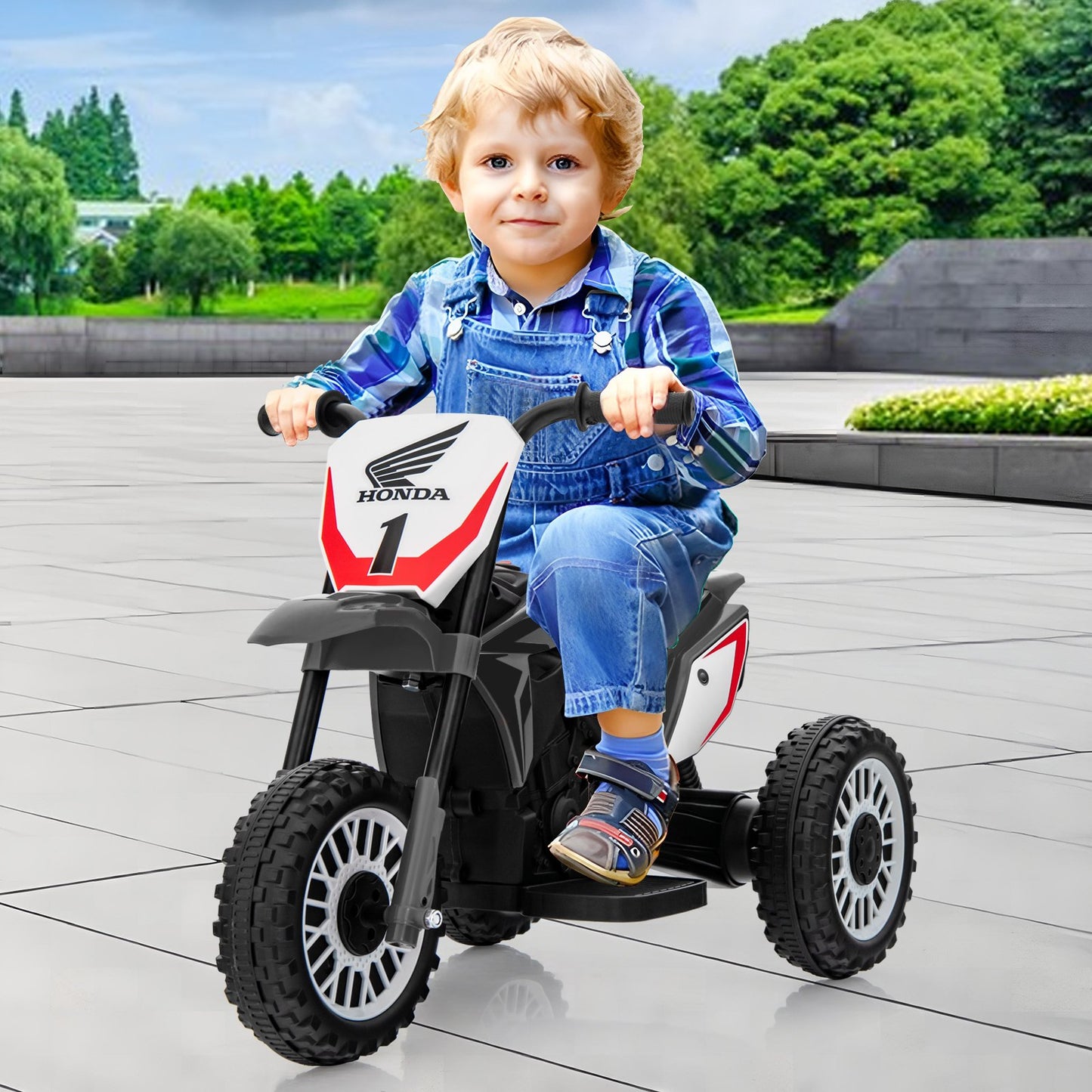 Honda Licensed Kids Ride On Motorbike with Horn Anti-slip Handlebars-Red