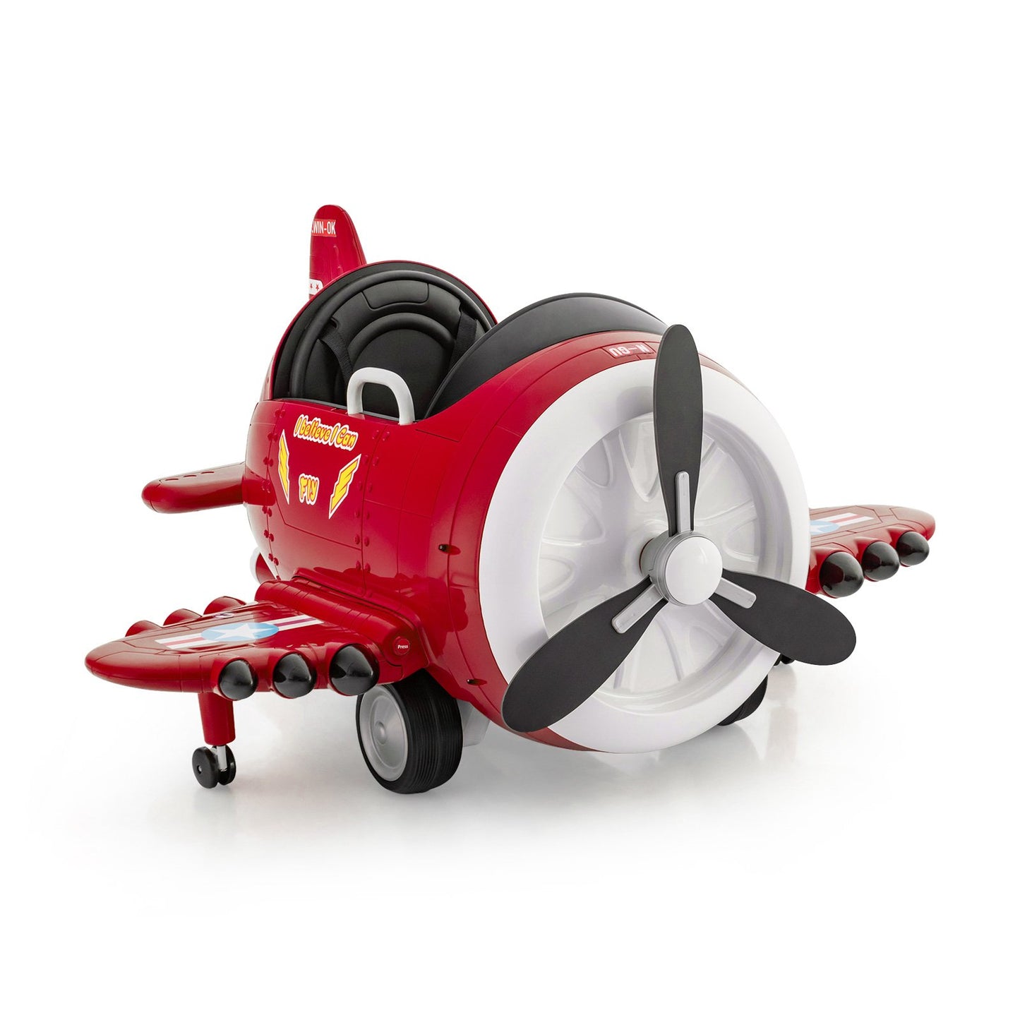 Kids Ride On Electric Airplane Car Toy with Joysticks and Remote Control-Blue