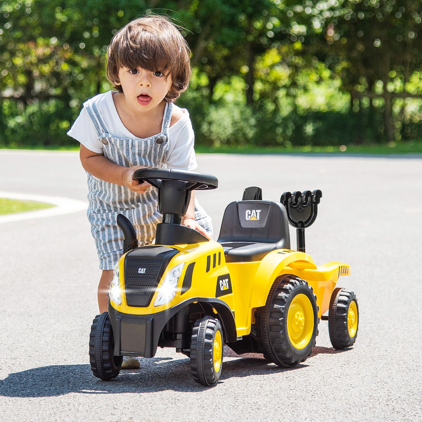 Kids Ride on Tractor Licensed Caterpillar Foot to Floor Sliding Car-Yellow & Black